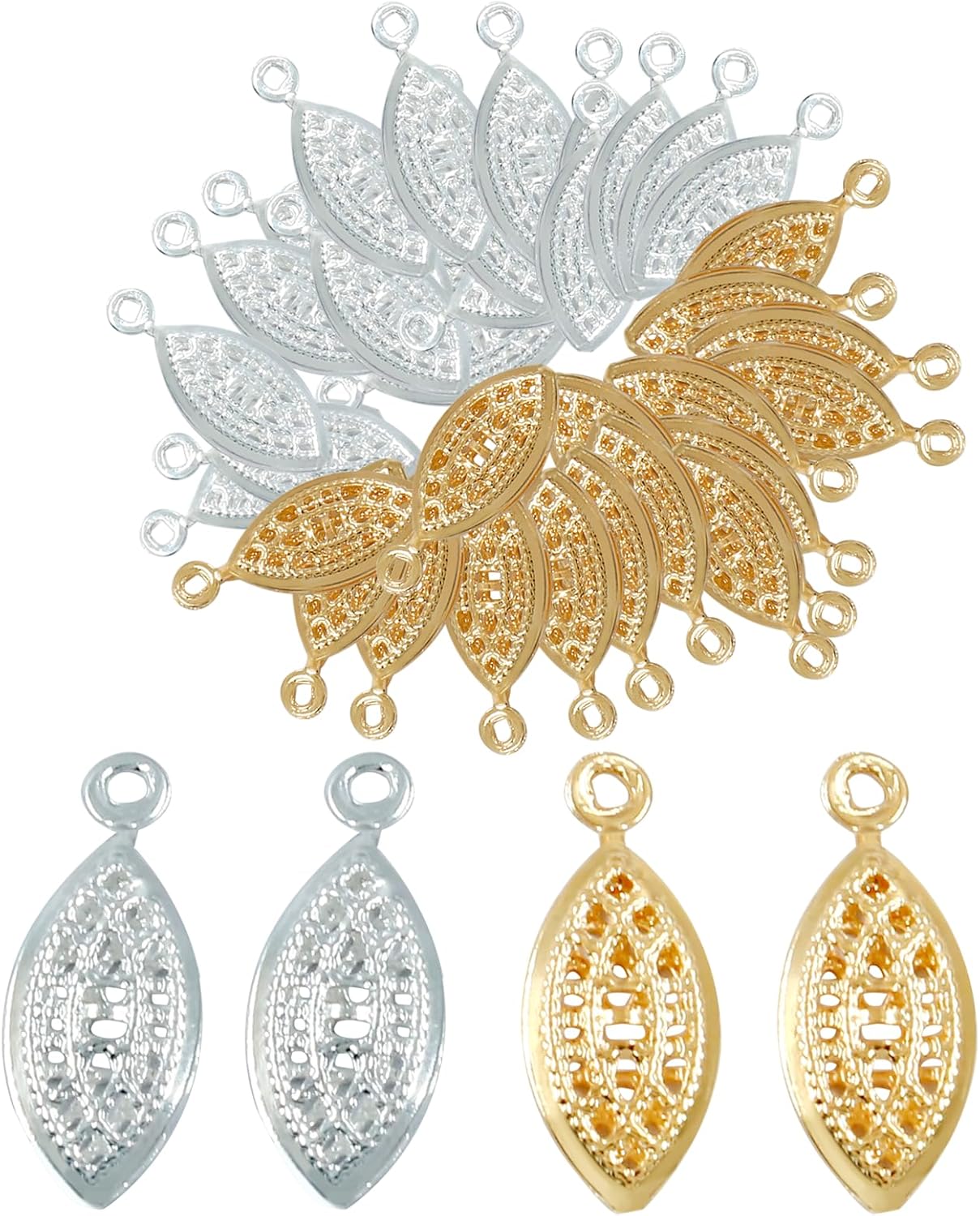 40pcs Pearl Necklace Clasps for Jewelry Making, Fish Hook Clasp for Necklace Bracelet Closures, Oval Jewelry Slide Clasps for Bracelets and Necklaces - Image 2