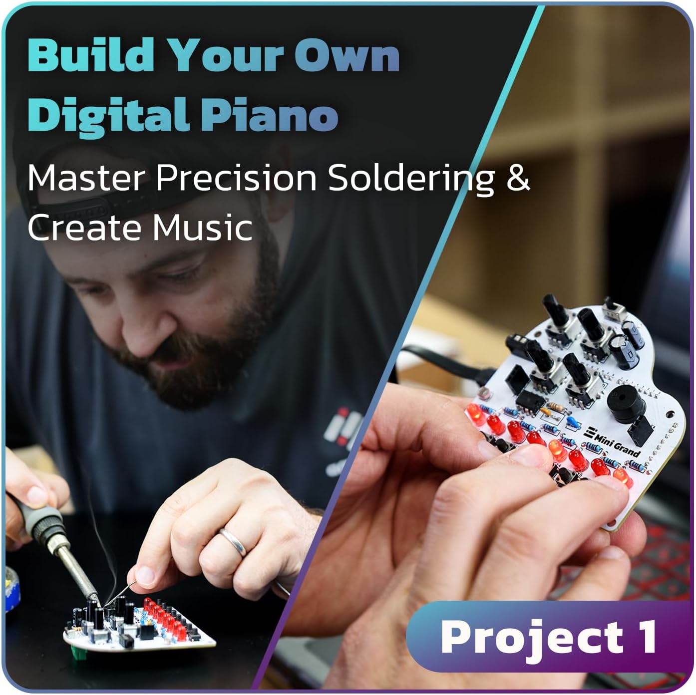 amomii Testudo: Soldering Practice Kit. Build 3 Gadgets: Digital Piano, Game Console & Keypad. With Arduino Compatible microcontroller, PDF and video tutorials. DIY Gift for Makers, Beginners & Adults