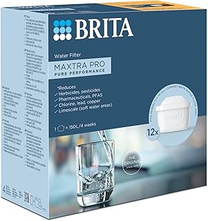 BRITA Cartouche Filtre à eau MAXTRA PRO Pure Performance (All-in-1) Pack de 12 - réduction** des micro-impuretés telles que certains PFAS***, métaux, chlore et tartre