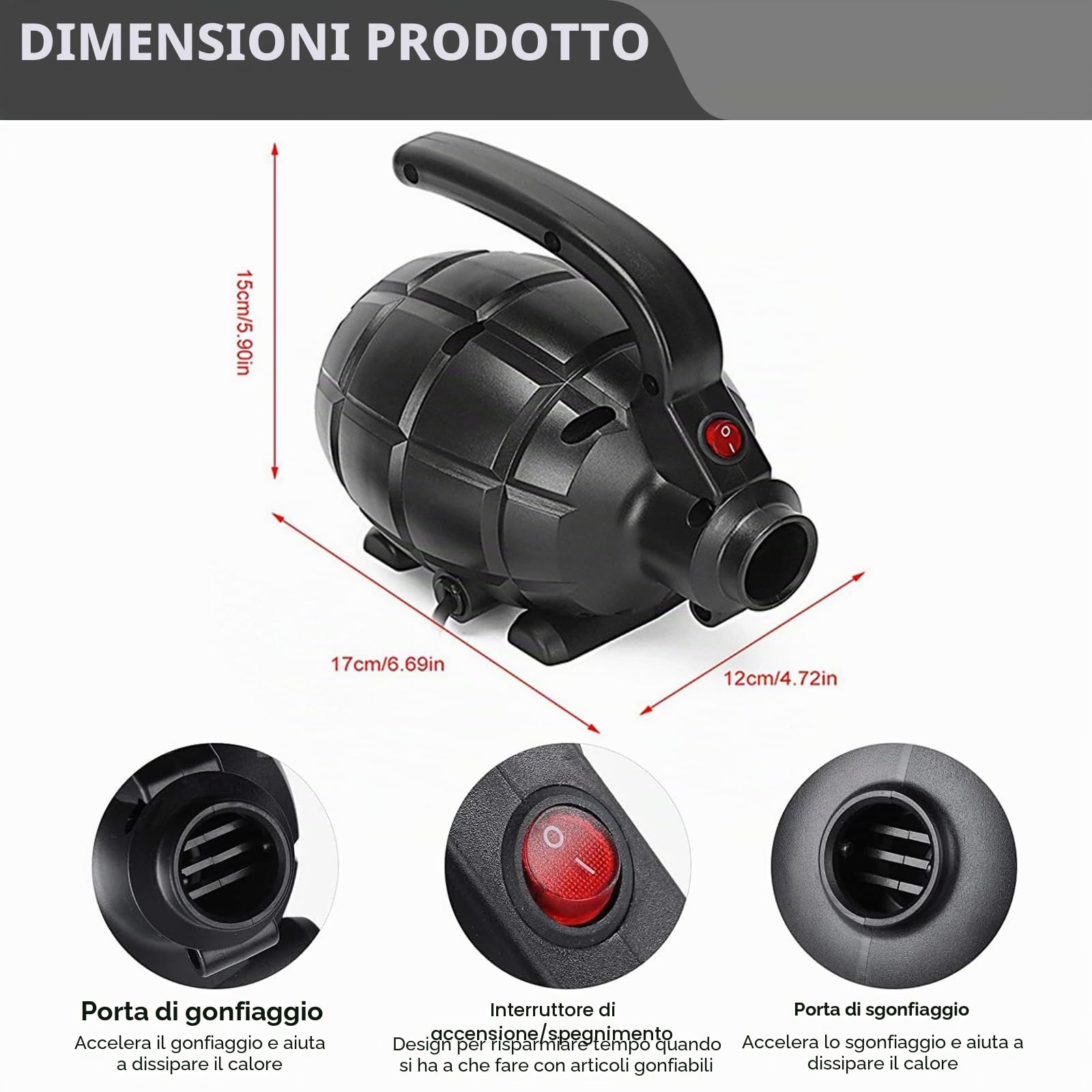 Pompa ad aria elettrica 600 W Pompa ad aria elettrica con 4 ugelli Pompa elettrica per gonfiare la pompa del materasso, piscina gonfiabile