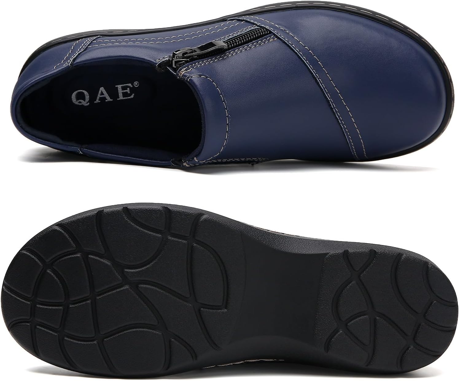 QAE Loafers for Women Comfort Women's Penny Loafers with Zipper Orthopedic Lightweight Slip-On Flats Casual Work Dressy Walking Business Shoes - Image 4