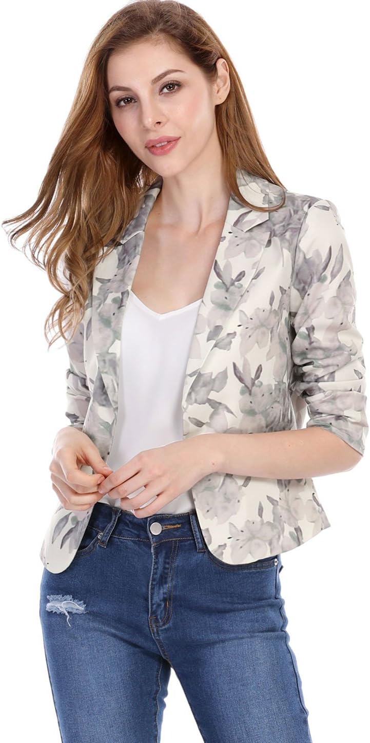 Allegra K Women's Dressy Casual Blazer Open Front Office Work Business Lightweight Crop Suit Blazers image 2