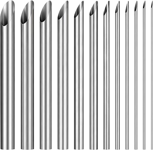 12PCS Stainless Steel Silver Hole Punch, Stainless Steel Circular Clay Hole Cutters, Hand Sculpture Clay Holes Puncher, Drilling Pottery Cutter for Drilling and Sculpture