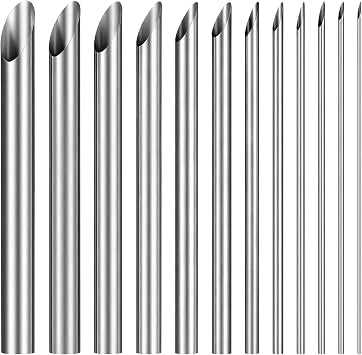 12PCS Stainless Steel Silver Hole Punch, Stainless Steel Circular Clay Hole Cutters, Hand Sculpture Clay Holes Puncher, Drilling Pottery Cutter for Drilling and Sculpture