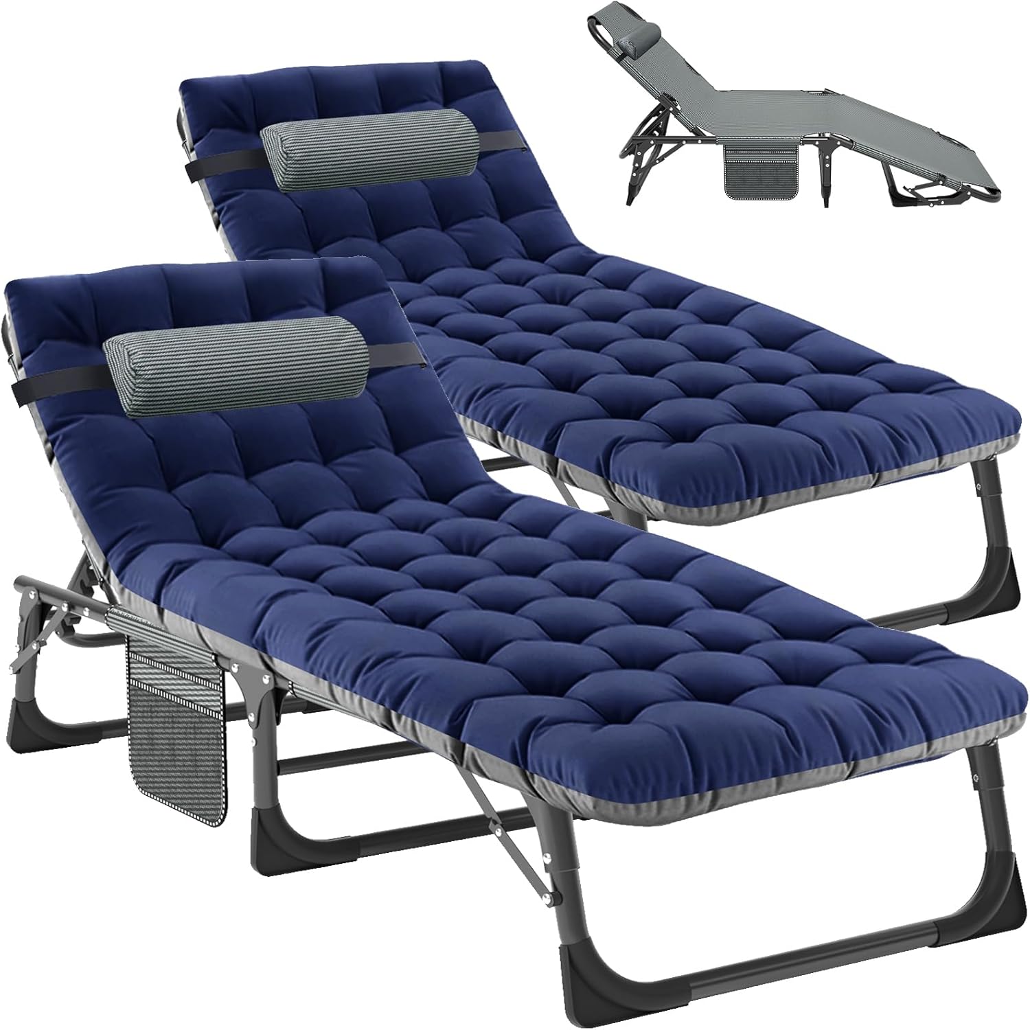 Slsy Folding Chaise Patio Lounge Chair, Outdoor Reclining Patio Chairs, Heavy Duty