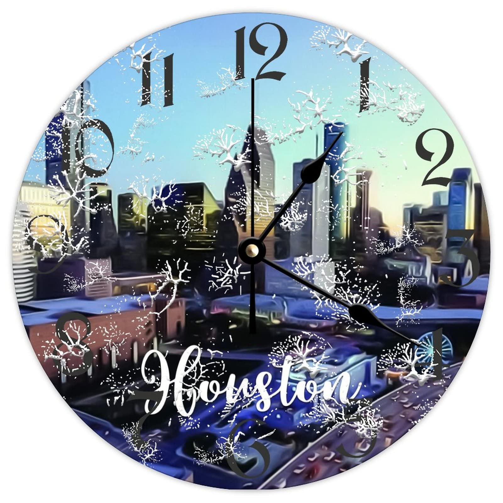 Horloge ronde en bois silencieuse et sans tic-tac pour cuisine et salon