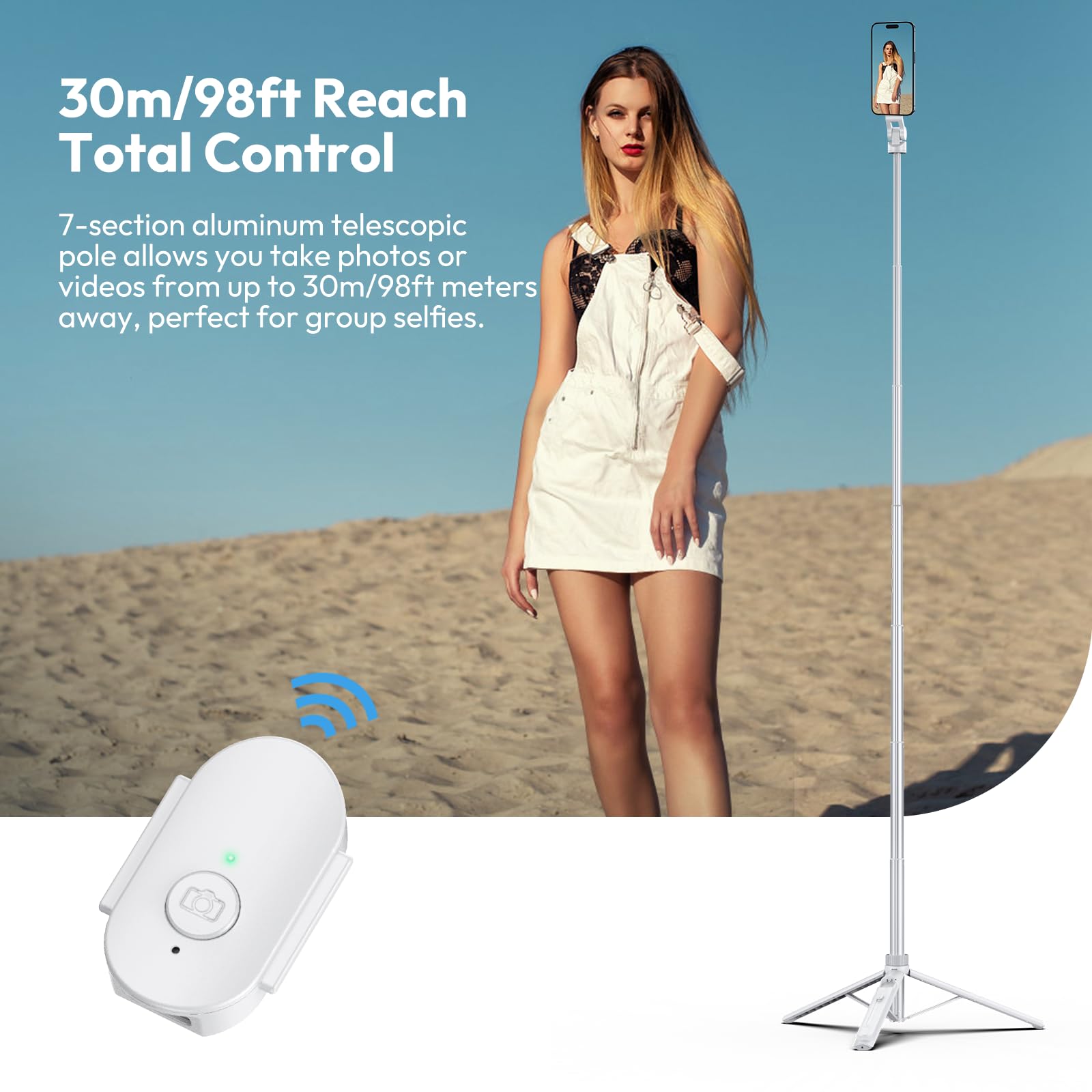 ULANZI TT88 Handy Stativ 145cm, Magnetischer Selfie Stick mit Fernbedienung, Stativ für Smartphone mit 2 in 1 Telefon Clip, 2 Cold Shoe Mount Handystativ Kompatibel für iPhone/Samsung/Huawei