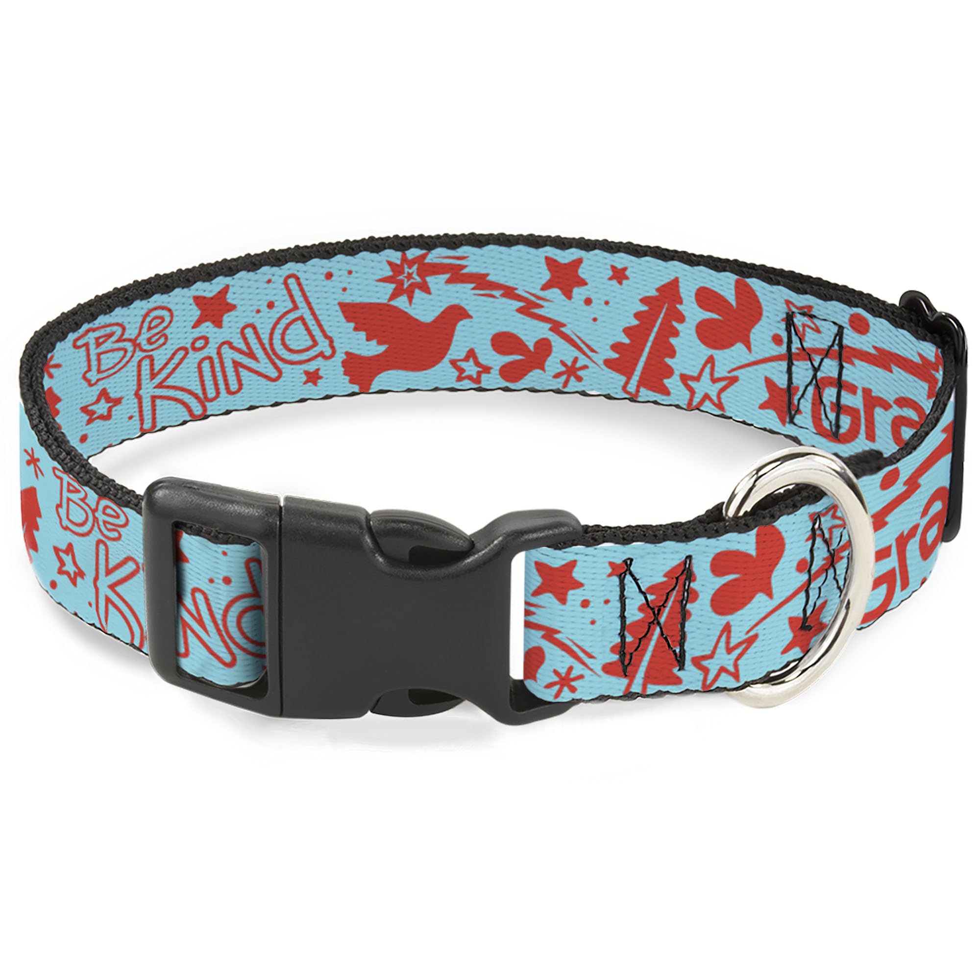 Collier pour chien Buckle-Down réglable sangle large bleu et rouge
