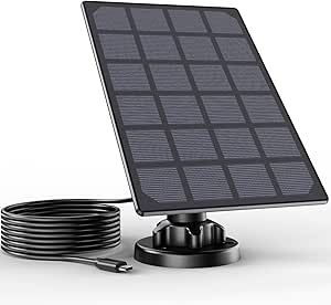VISION WELL Type-C Port 3W Solar Panel with 10ft Charging Cable for Outdoor Security Camera, Suitable for Rechargeable Battery Powered Camera and Waterproof asin的图片