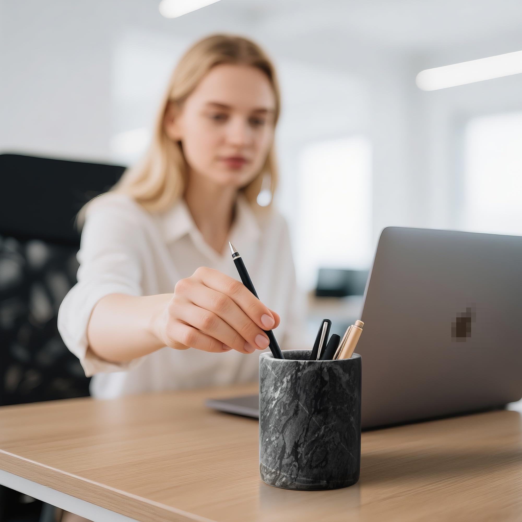 Penne Portamatite Premium True Marble Makeup Brush Holder Stoviglie Organizzatore Desk Pencil Holder Tazza per la casa, ufficio Decor (DL012)