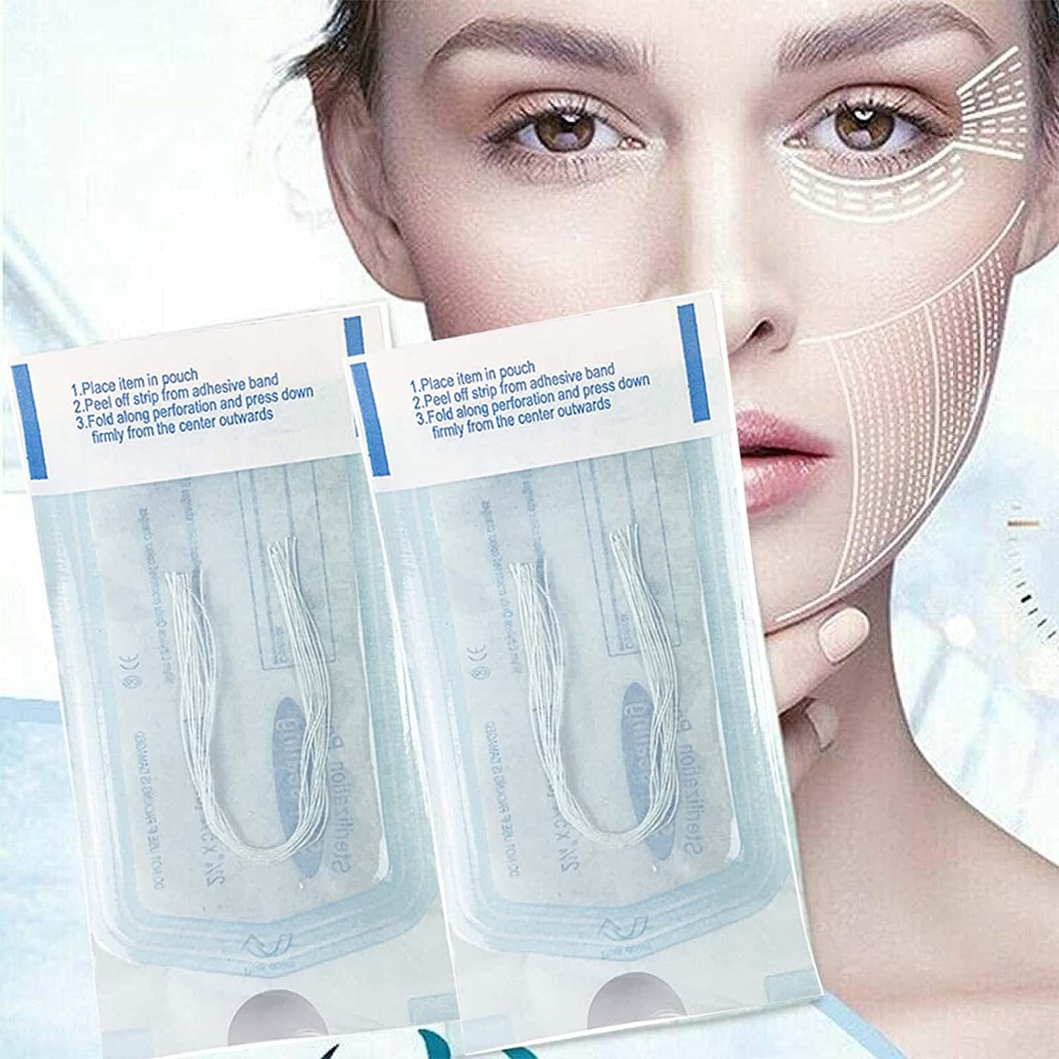 greenpoint 3Pcs Instant Face Protein Thread, Absorbable Collagen Thread for Face Lift, Soluble Protein Thread Lifting, Anti-Aging Wrinkle Firming Lifting Skin Care, Reduce Fine Lines Wrinkle