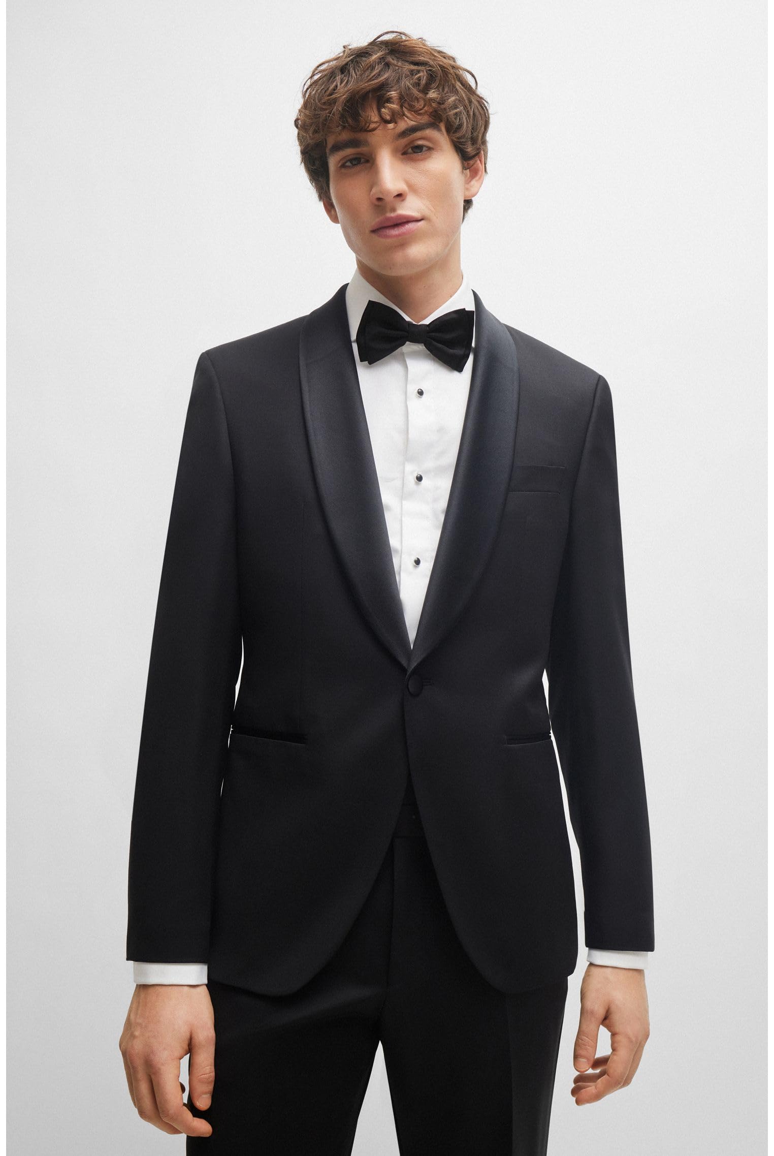 BOSS Herren H-BOW TIE In Italien gefertigte Fliege aus Seiden-Jacquard Schwarz Stck