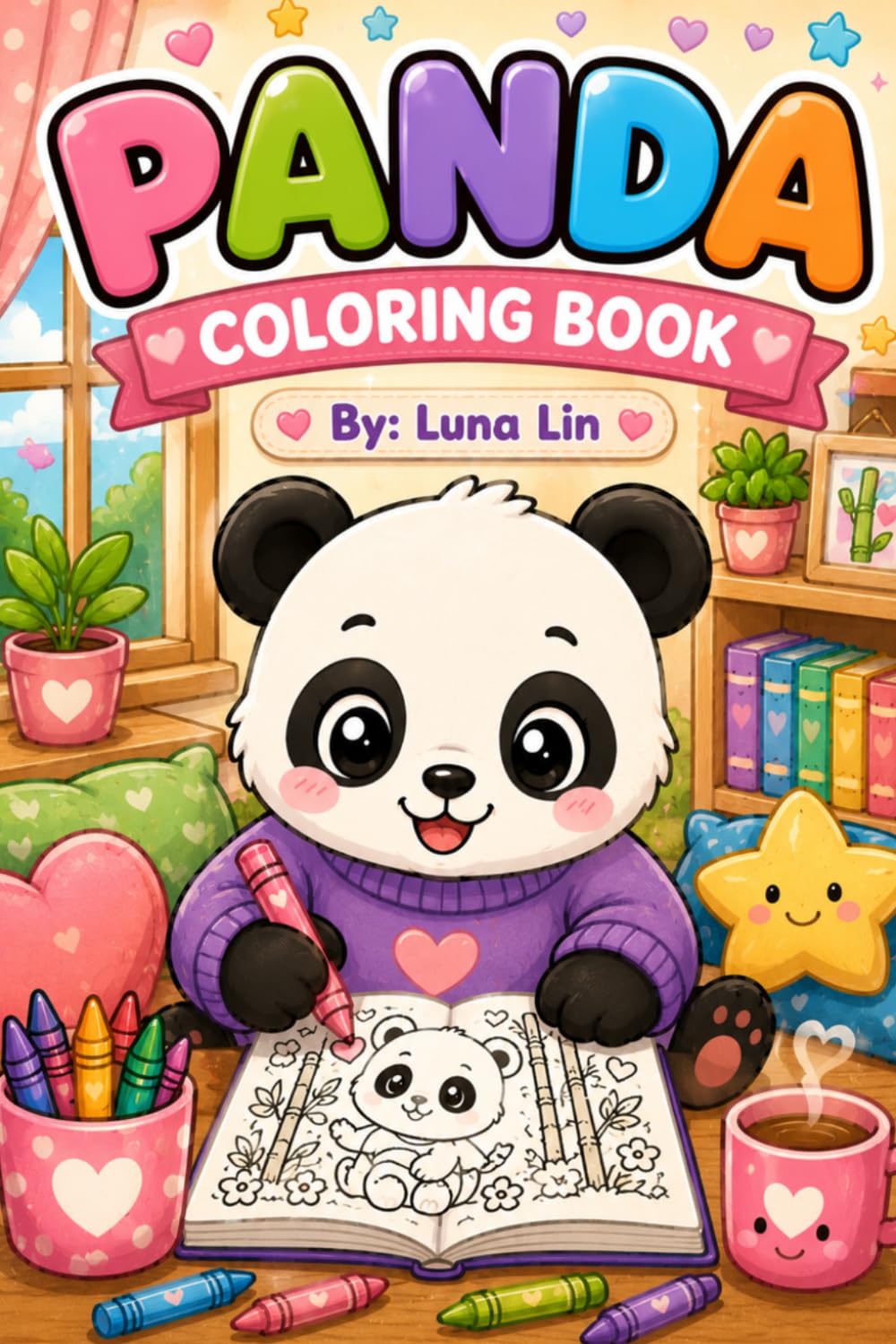 Cute Panda Coloring Book for Kids Ages 4–8: 30 Easy Kawaii Panda Coloring Pages with Fun Adventures and Bold Simple Designs
