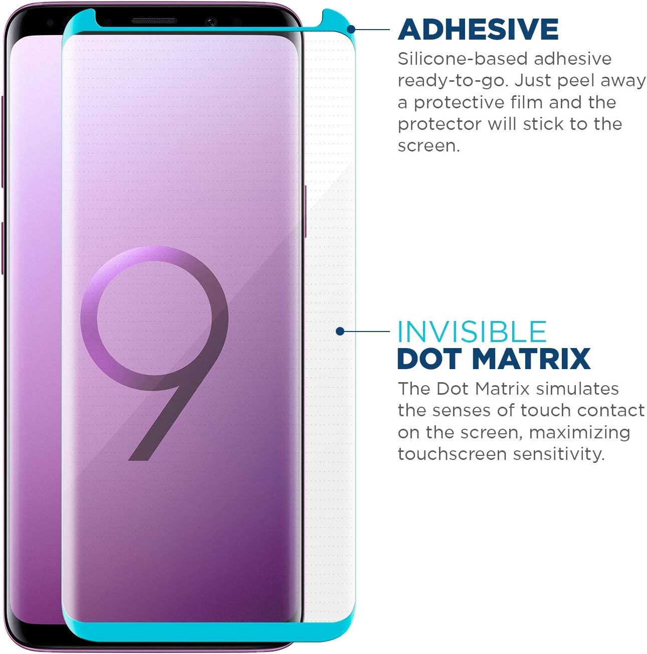Tech Armor 3D Curved HD Clear Ballistic Glass Screen Protector Designed for Samsung Galaxy S9 Plus (2018) 1 Pack Tempered Glass
