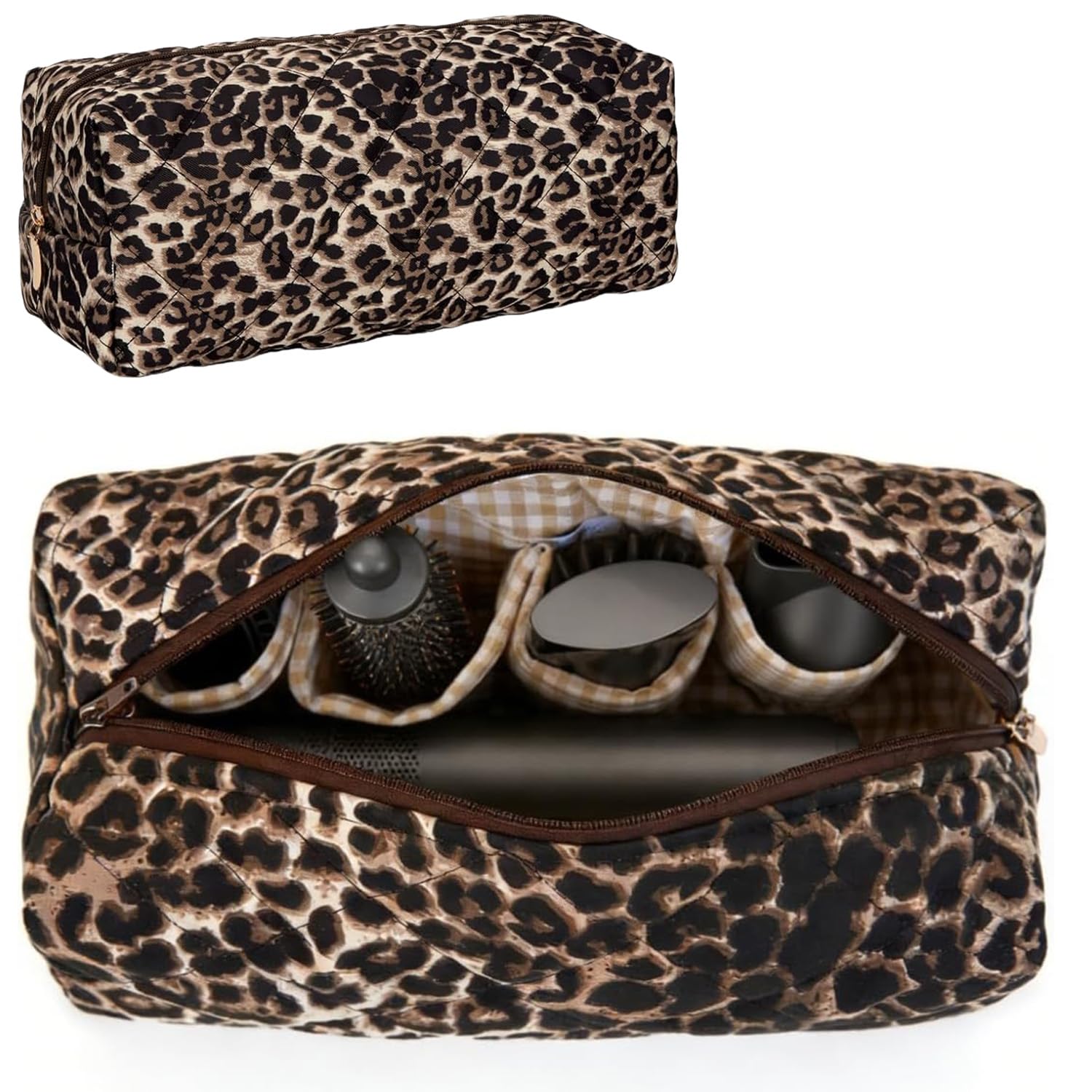 Sac de Voyage Compatible avec Dyson Airwrap, Tousse de Rangement Matelassée, étui de Voyage Fleuri Mignon pour Outils de Coiffure Shark Flexstyle Organisateur (Imprimé léopard)