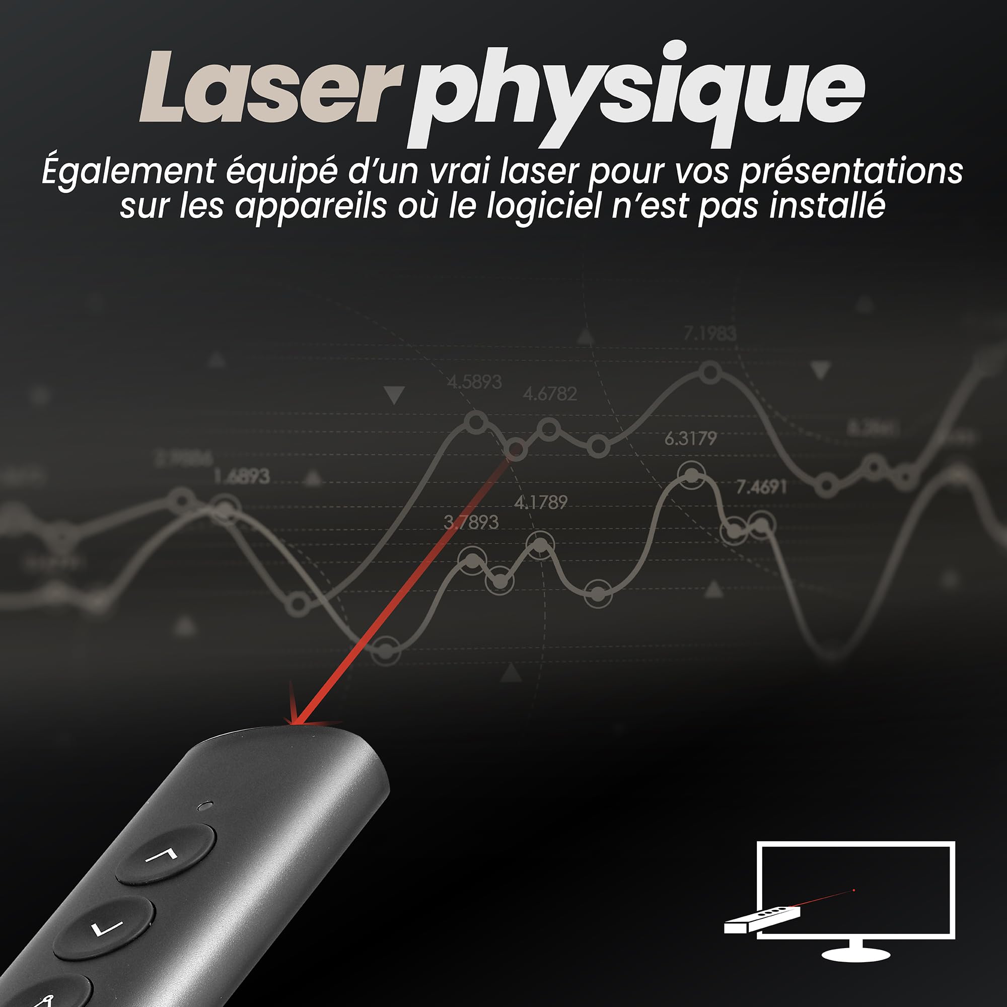 T'nB Télécommande de présentation Spotlight Rechargeable Aluminium Gris