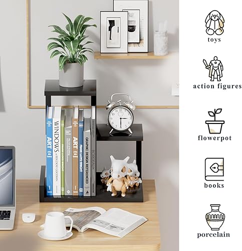 Miniatura 7 de Gannyfer Organizador de Estante de Escritorio - Estante de Escritorio de Madera, Hutch de Escritorio Independiente Decoración de Oficina, Estante de