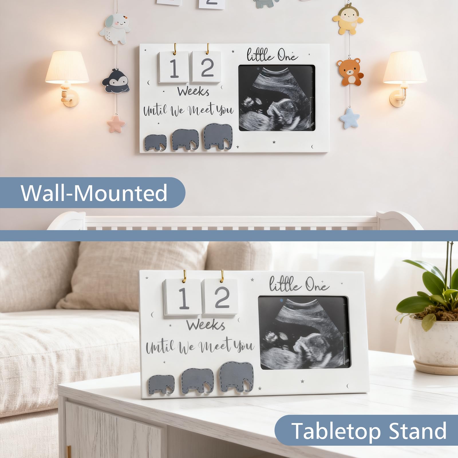Wooden Baby First Scan Photo Frame Pregnancy Announcement Gift for Mom to Be Sonogram/Ultrasound Picture Holder with Weeks Countdown - Image 4