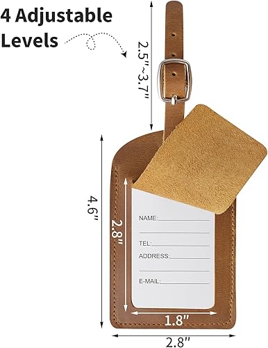 Miniatura 2 de Ringsun Etiqueta de equipaje de cuero genuino para maletas, etiquetas de identificación, etiquetas de bolsa para equipaje (paquete de 2)