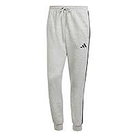 adidas Homme Essential Three Stripes Fleece Pant, Medium Grey Heather/Black