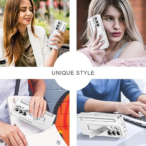 Miniatura 7 de Miimall Funda compatible con Samsung Galaxy Z Fold 5 con S Pen y lápiz capacitivo con soporte para bolígrafo, protector de pantalla de vidrio