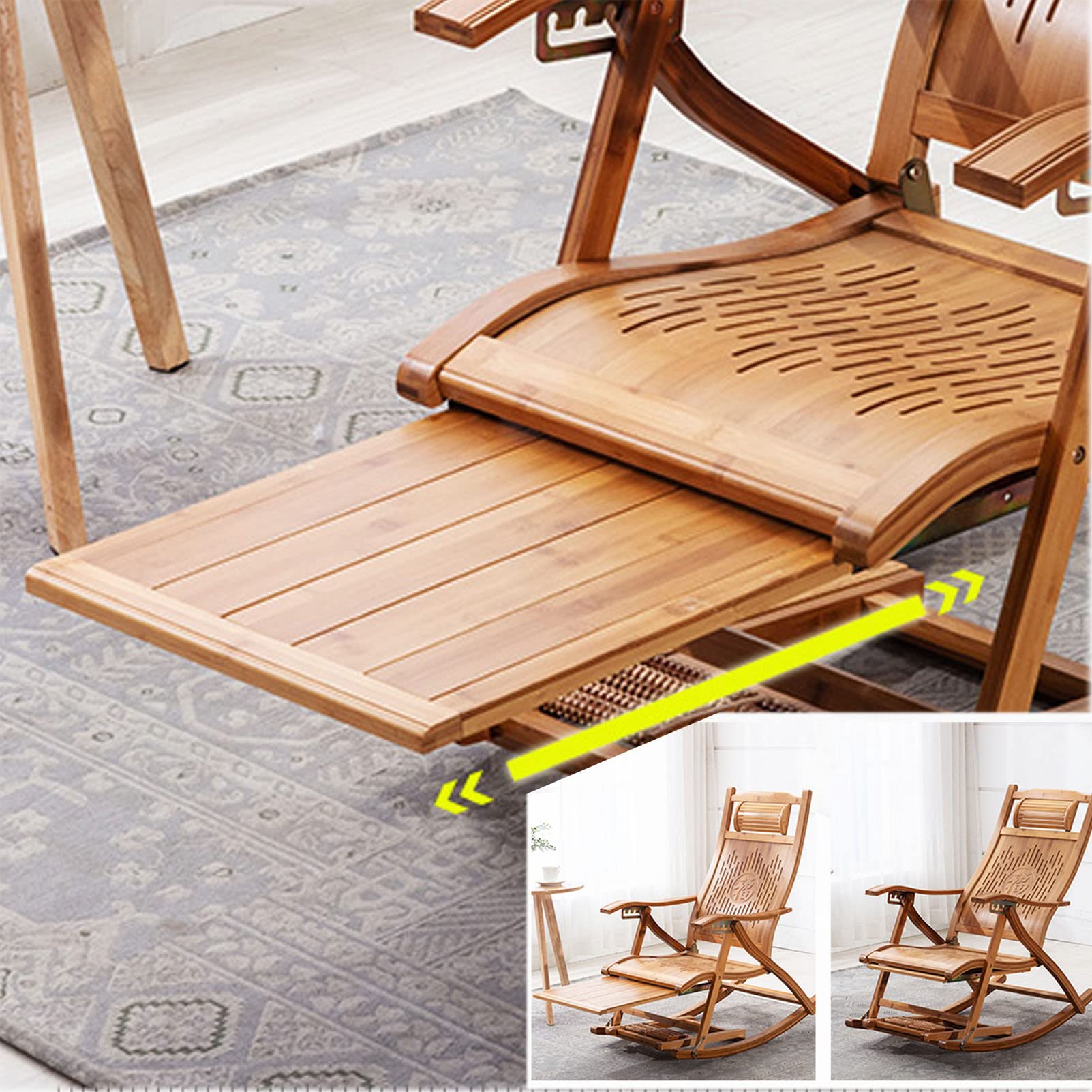 Sedia a dondolo Zero Gravity, sedia a dondolo per esterni in legno con imbottitura - Patio, veranda anteriore, mobili da giardino e prato - Comoda seduta - 440 libbre.Poltrona lounge con capacità di