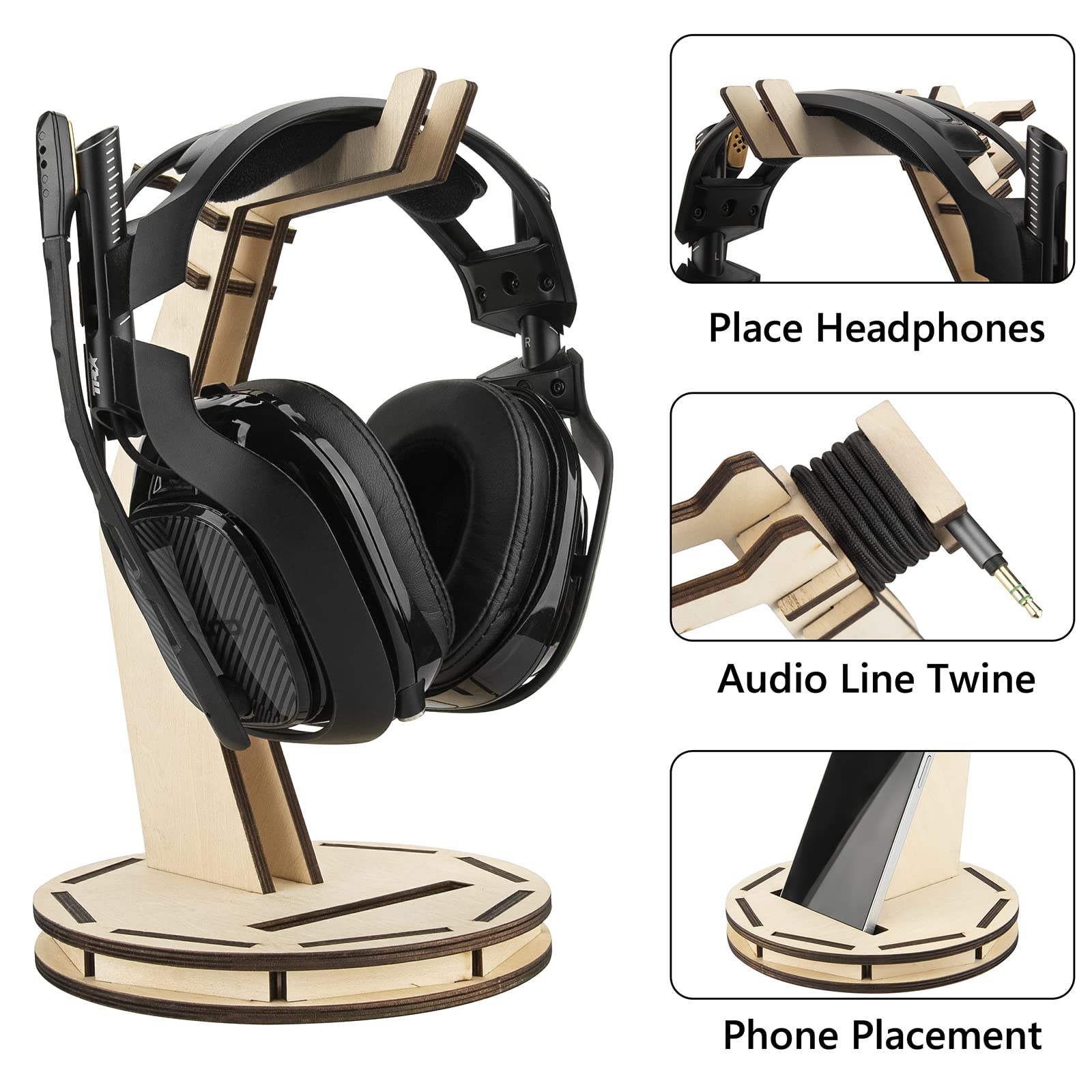 GEEKRIA Kopfhörerständer Aus Holz - Stylischer Halter Für Over-Ear Kopfhörer Aller Marken