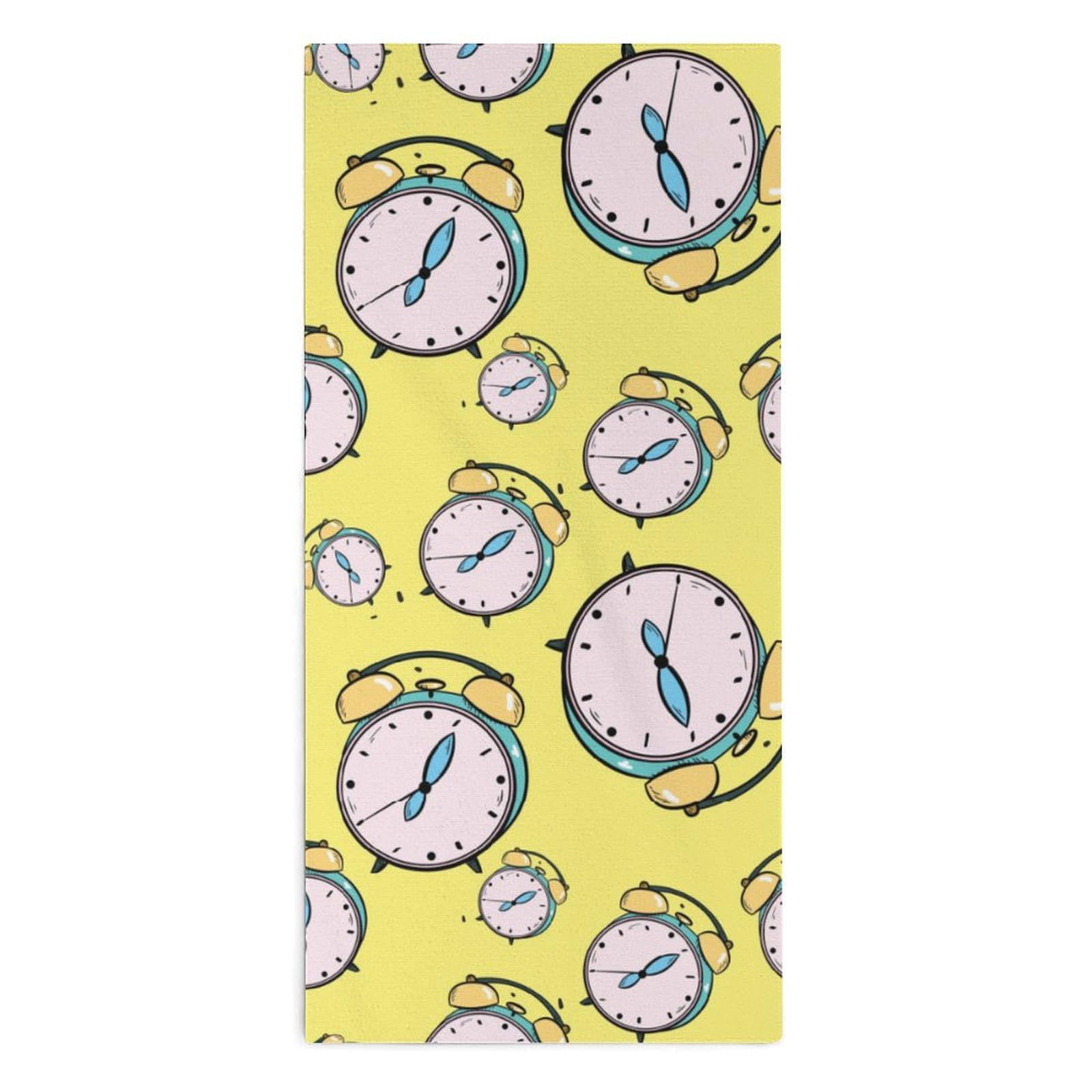 velumair Cute Alarm Clock Hand Towels Bathroom Hand Towel Absorbent Soft Bath Towels Fingertip Towels for Bathroom Decorative