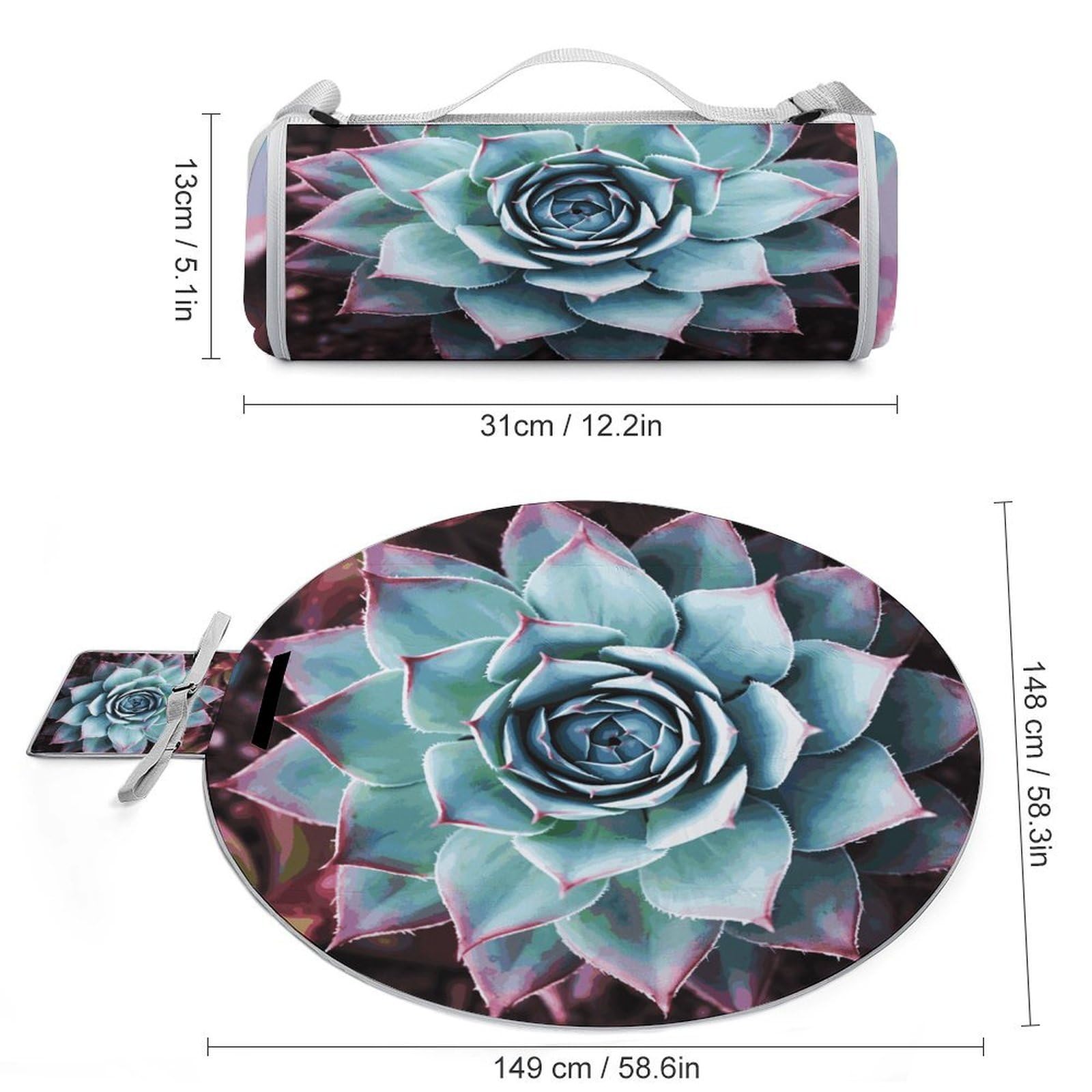 Mantas redondas plegables y ligeras, para playa, impermeables, para exteriores, para primavera, verano, camping, parque, viajes, hierba