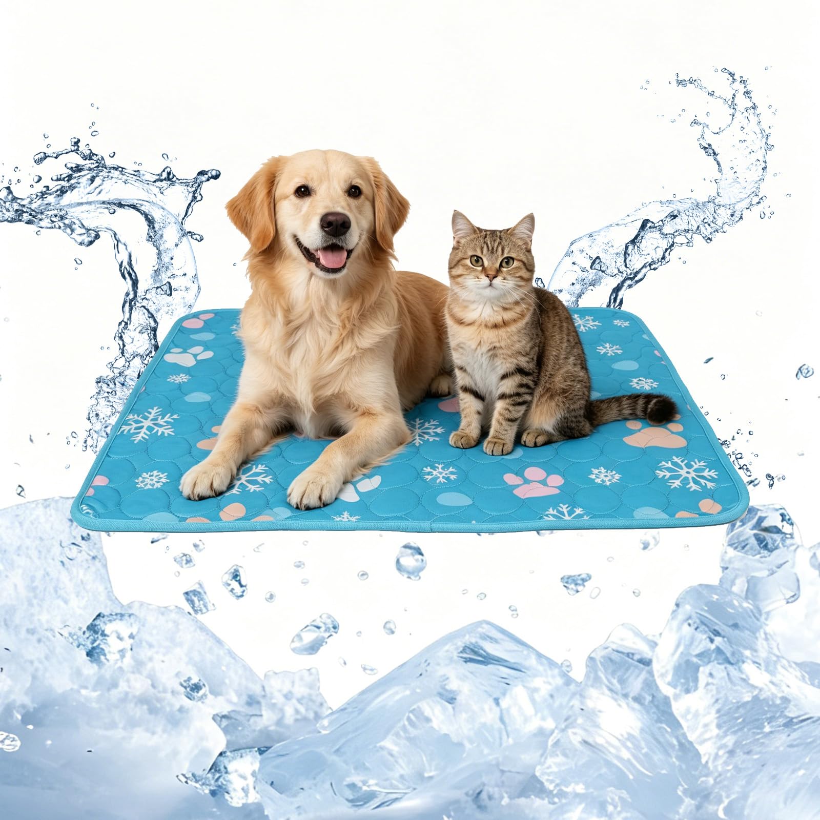 Guittly Dog Cooling Mat 100X70CM, Non-slip Pet Cool Bed Pad Breathable, Scratch Resistant Dog Cooling Bed Mat for Summer (Blue, XL)