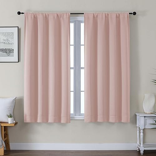 Miniatura 25 de Gwine - Cortinas opacas negras para dormitorio de 84 pulgadas de largo, juego de 2 paneles, cortinas sólidas reductoras de ruido con aislamiento
