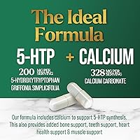 Vista 4 de Cápsulas de 5-HTP de 200 mg, apoyo extra fuerte para el estrés, suplemento de 5-hidroxitriptófano del extracto de semillas de Griffonia