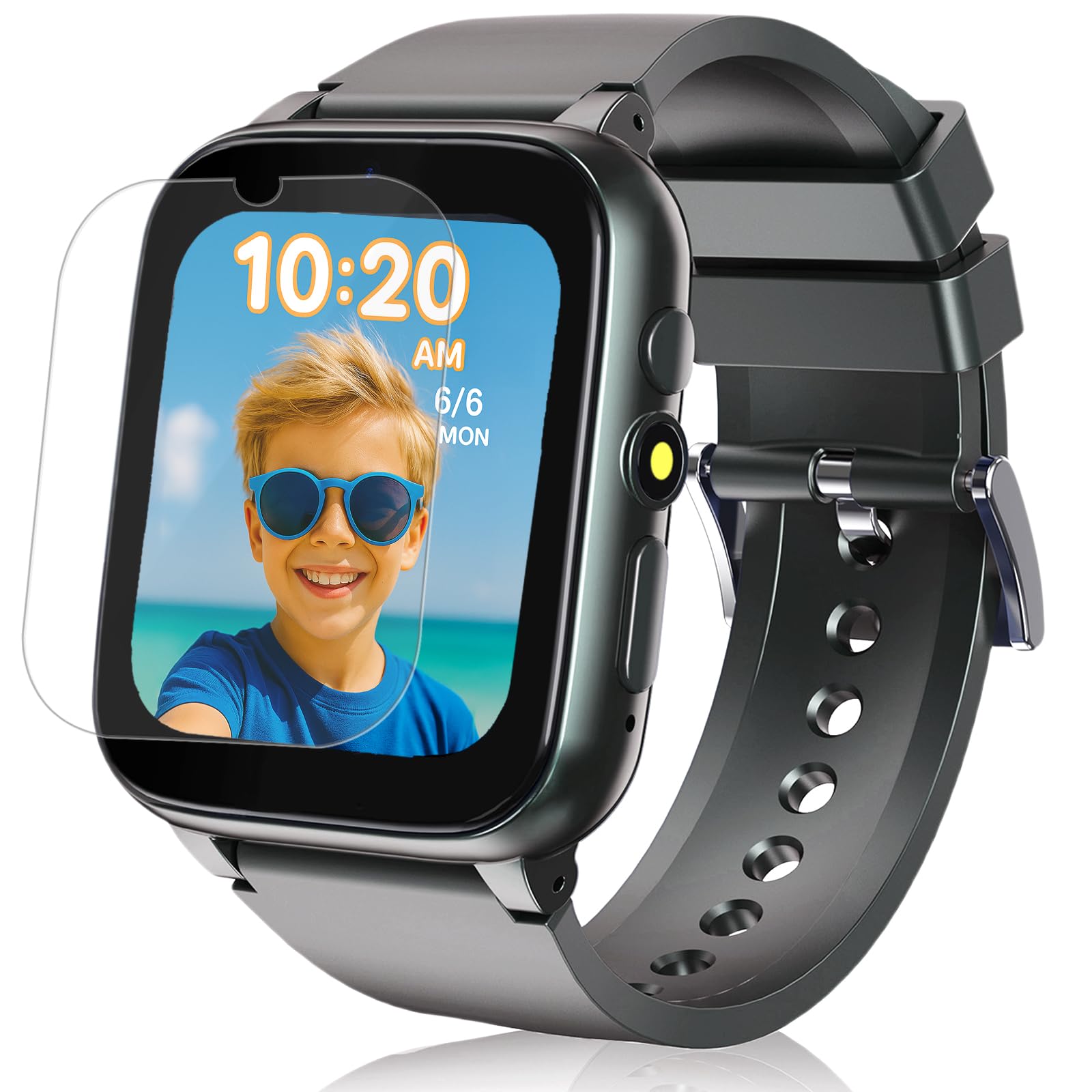 iCHOMKE Kids Smart Watch for Girls Boys Age 4-10, 26 Games, HD Touch Screen, Video Camera, Music Player, Alarm, Educational Toy Gift for Birthday (Black)