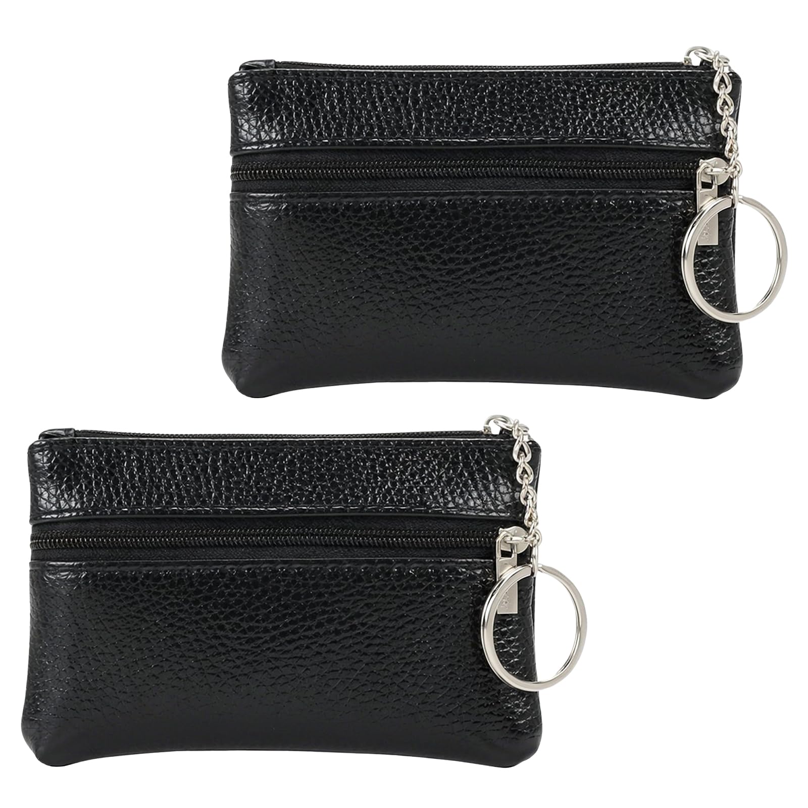 Amexo 2 Piezas Mini Billetera de Cuero Monedero de Cuero con Cremallera Monedas Cartera con Llavero Mini Cartera para Mujer Cartera Portátil de Piel Sintética Monedero para Mujer