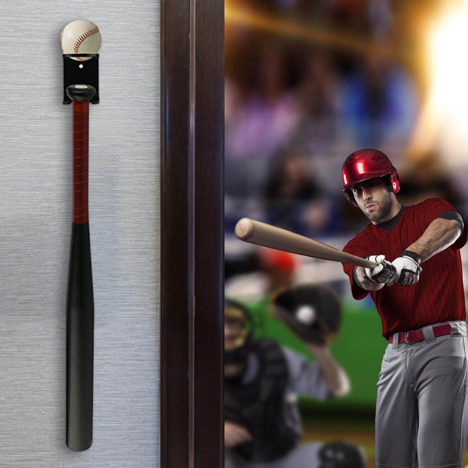 Support Mural Pour Batte De Baseball - Présentoir Transparent - Pour Batte Softball, Hockey - 10x7x4cm