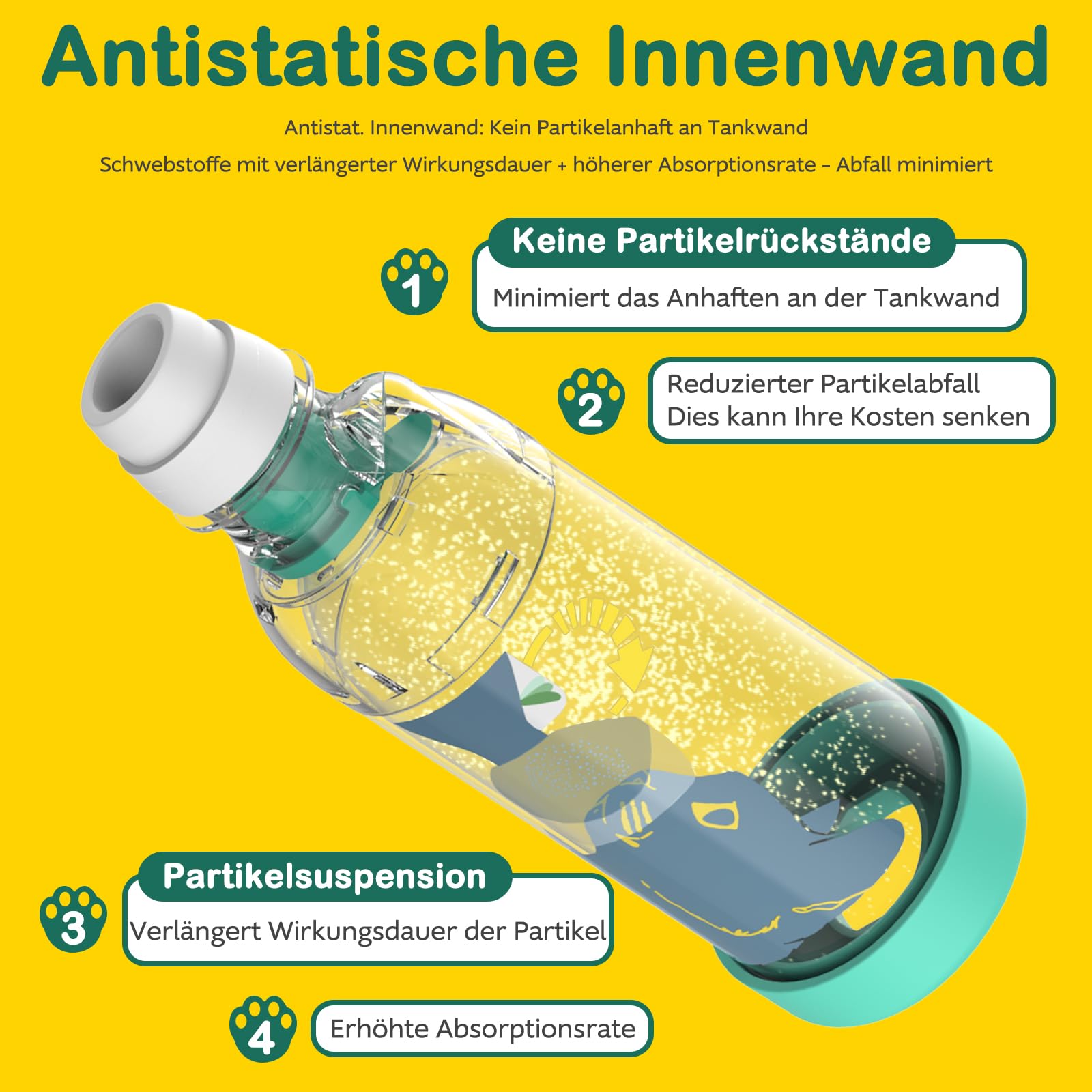 Wkład dystansowy do inhalatora dla kotów ze wskaźnikiem, specjalnie dla kotów i małych psów, komora aerozolowa dla zwierząt domowych z silikonową maską, do domu i na zewnątrz, zielona (S) (M)