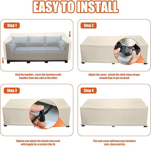 Miniatura 4 de Funda para sofá de patio, 88 pulgadas de ancho x 33 pulgadas de profundidad x 31.8 pulgadas de alto, funda impermeable para sofá de exteriores,