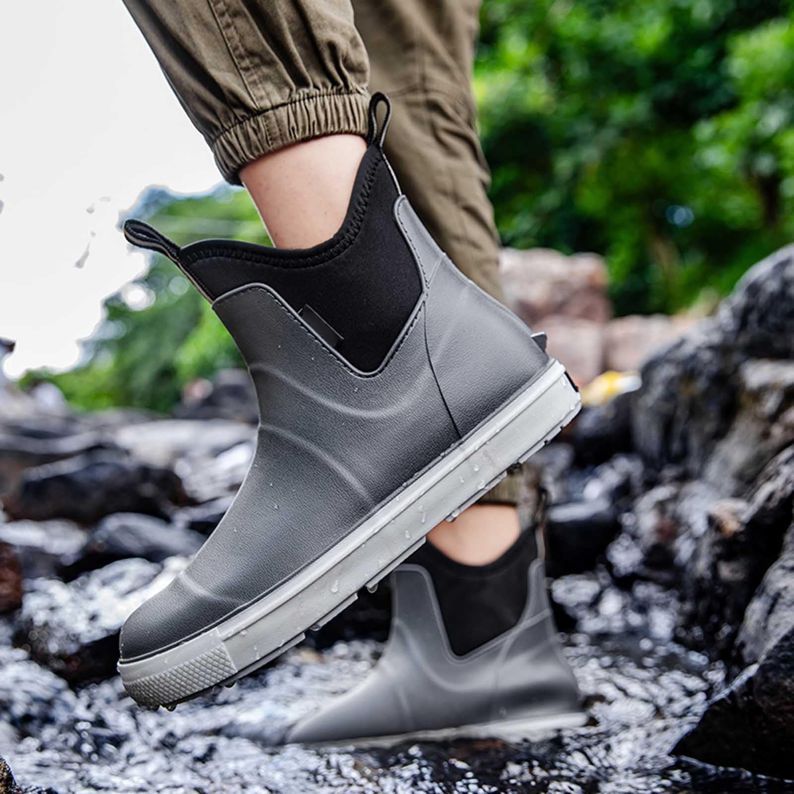Stivali di Gomma Uomo Mezze Stivali Antiscivolo Antiscivolo Leggere Comode Shorty Boots Galosce da Lavoro Impermeabile per la Pesca Impermeabili, Morbidi Impermeabile Scarpe da Giardino