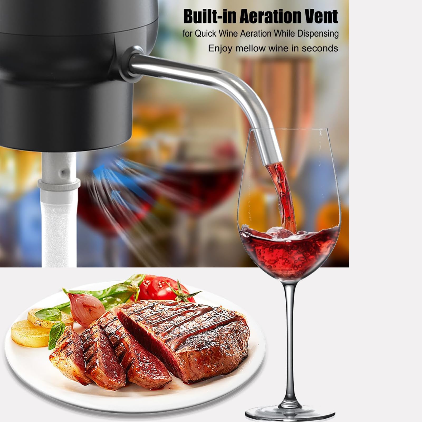 Aeratore elettrico per vino, dispenser automatico per vino, aeratore multifunzione per vino, accessorio per la casa in ABS