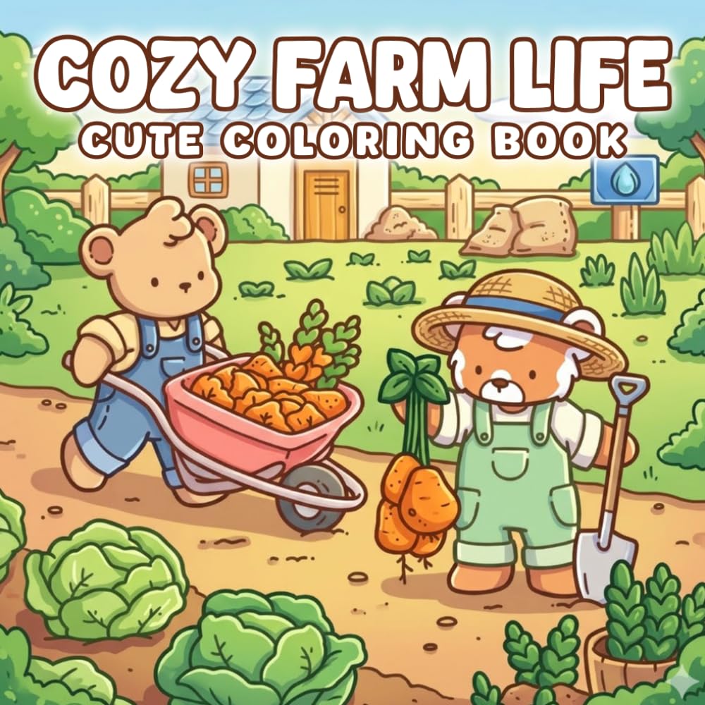 Cozy Farm Life Coloring Book: Rustic Homestead Coloring Pages for All Ages Featuring Cute Companions, Gardening Fun, and Charming Seasonal Scenes to Unwind