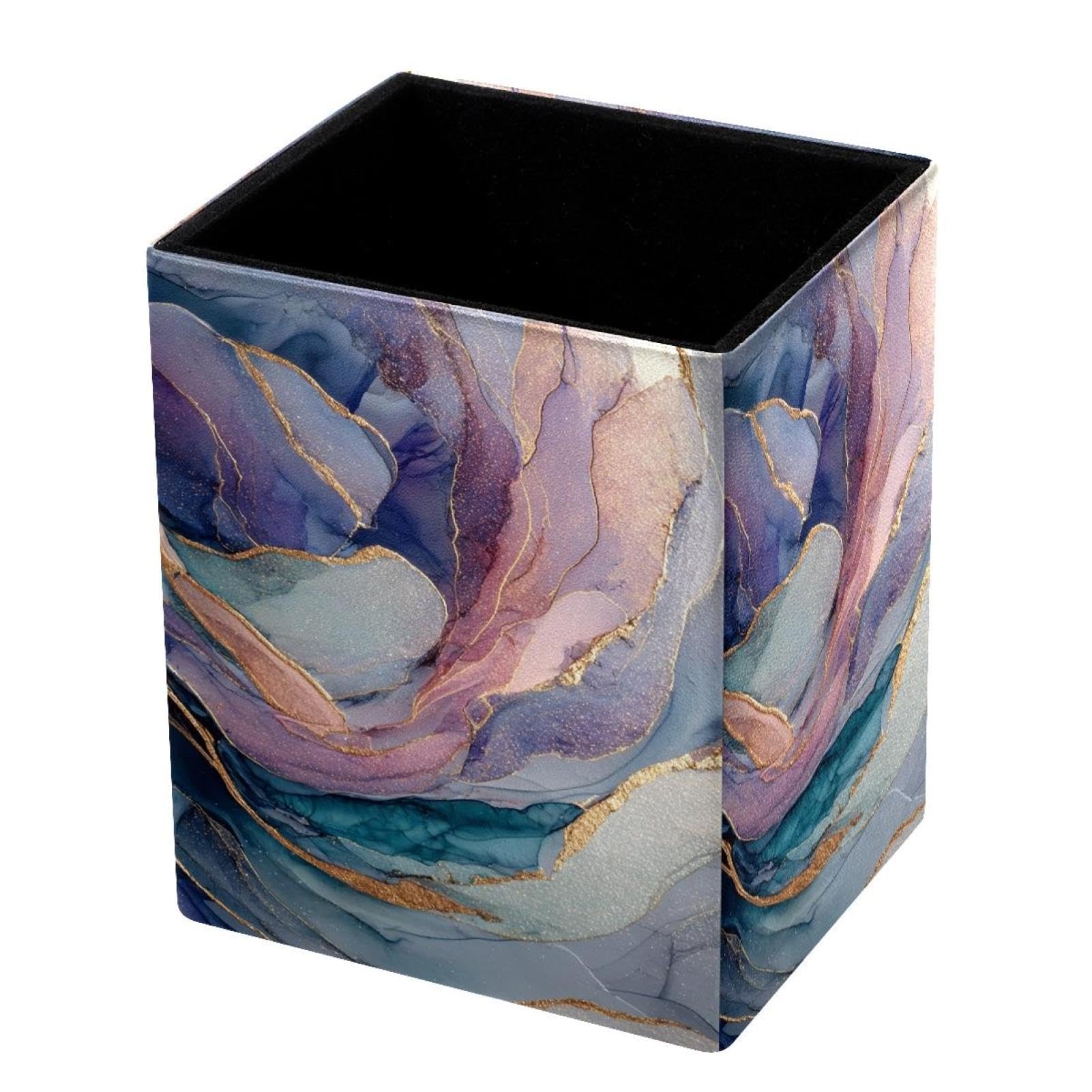 VAPOKF Pencil Holders for Desk, Marble Texture Printed Pen Holders Pen Pot Makeup Brushes Storage Desktop Stationery Supplies Organiser for Home Office