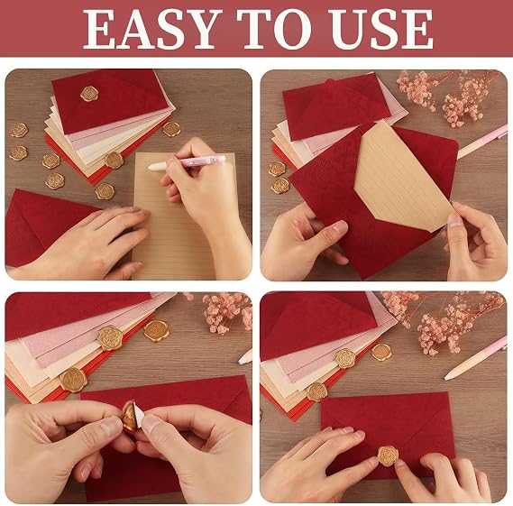 Letter Writing Set Vintage Letter Writing Paper and Envelopes Vintage Writing Set with 40 Letter Paper 12 Vintage Envelopes 12 Sealing Wax Stickers for Love Letters, Invitations & Thank You Cards