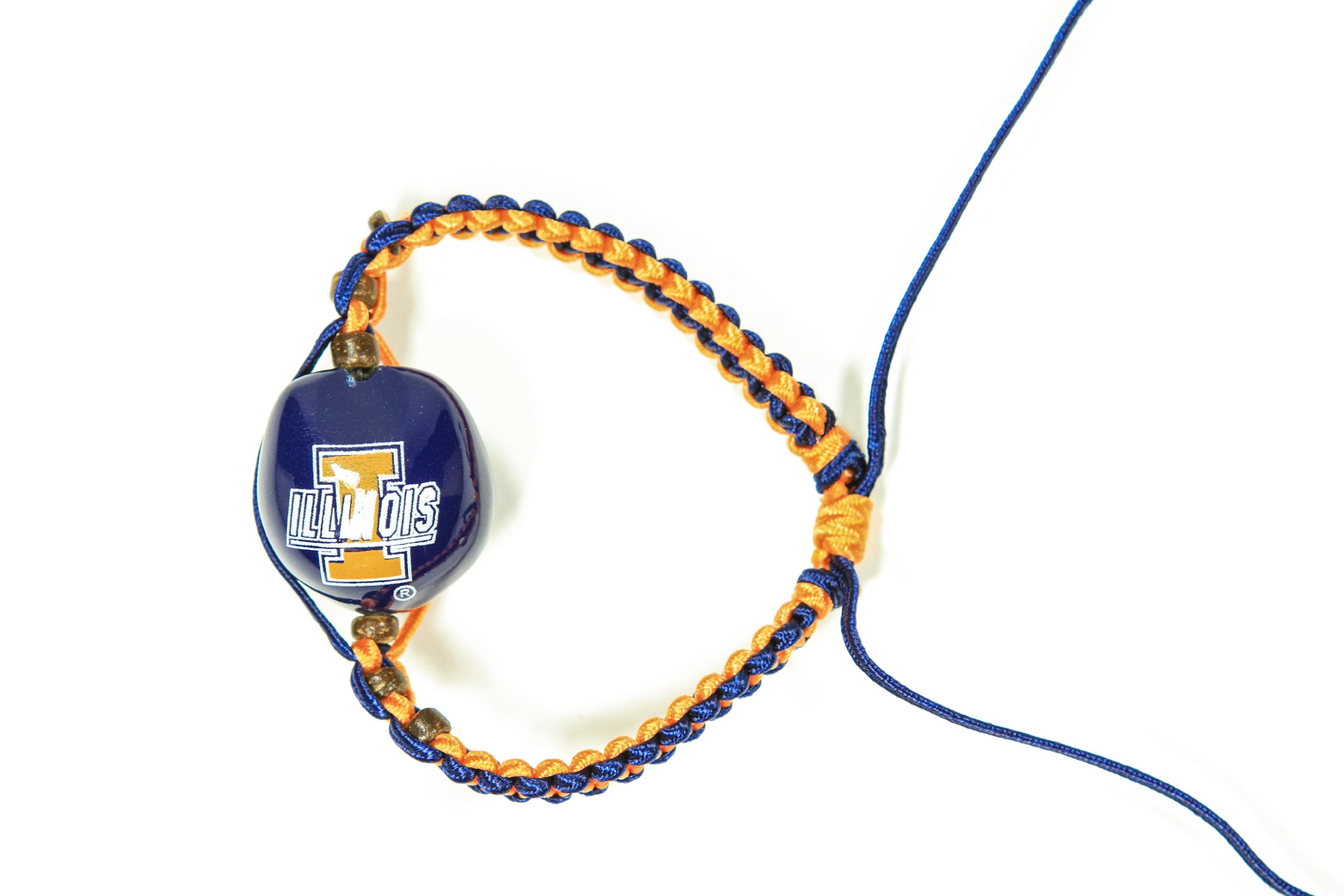 Style Pasifika NCAA Illinois Fighting Illini Go Nuts Kukui Nut Macrame Bracelet