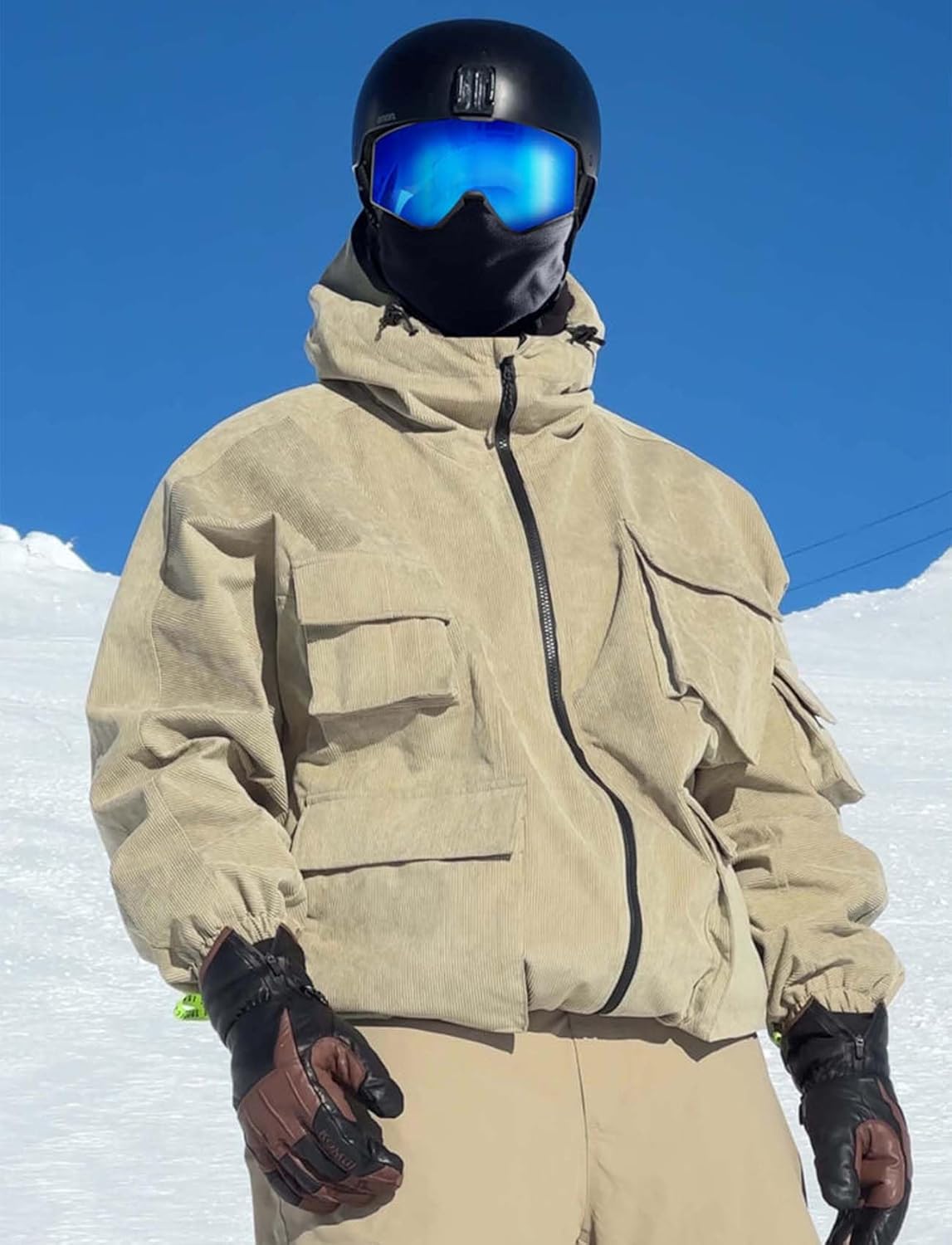 GSOU SNOW Mens Snowboard Jacket Baggy Womens Ski Jackets Cargo Snow Coat Waterproof Windproof Warm Multi-Pockets Sports - Image 4