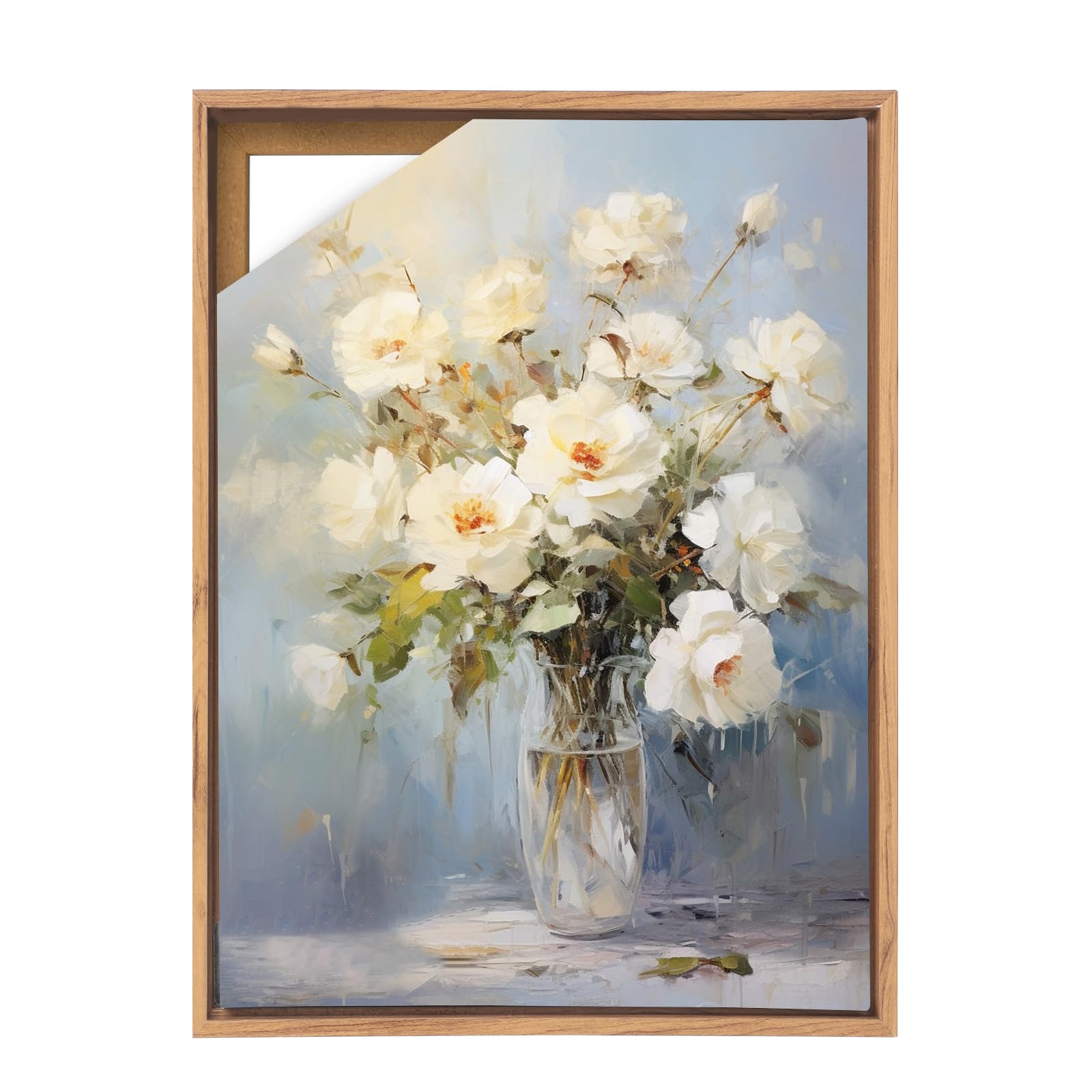 Canvas Frame 40x60 cm, Wooden Floating Frame for Canvas, Detachable Wood Tone Frames for Canvas Paintings, Easy to Change Art, Canvas Frame Kit without Glass and Back Panel (Wood Tone, 40X60cm)
