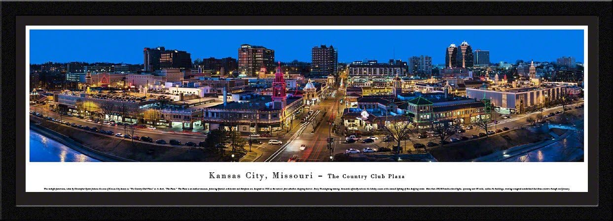Kansas City, Missouri-The Plaza - Blakeway Panoramas Skyline Posters with Select Frame
