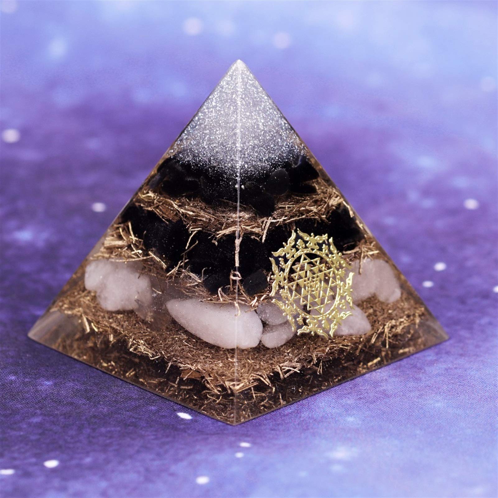 Pirámide de la pirámide de Las virutas de Cobre obsidiana con la decoración del hogar de Las pirámides de meditación de Cristal Blanco (Size : 6CM)