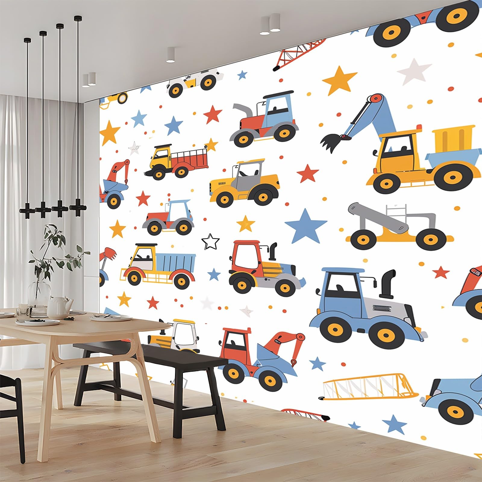 Papier Peint Tracteur Enfant pour Décoration Murale Chambre Salon 3D
