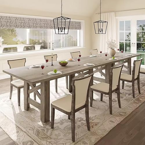 Miniatura 3 de Garvee Mesa de comedor de madera para 6 a 8 personas, mesa de cocina grande resistente, mesas de comedor rectangulares de 70.87 pulgadas de largo