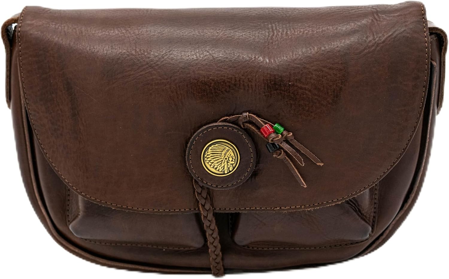 Vintage Leather Crossbody Bag with Native American Medallion Rustic Vintage Trail Handcrafted Shoulder Bags